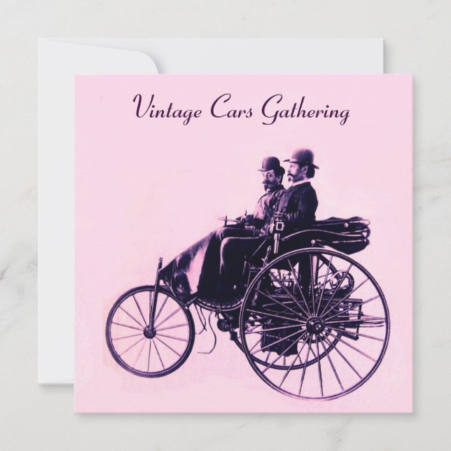 ViNTAGE CARS GATHERING , pink purple Invitation (Front)