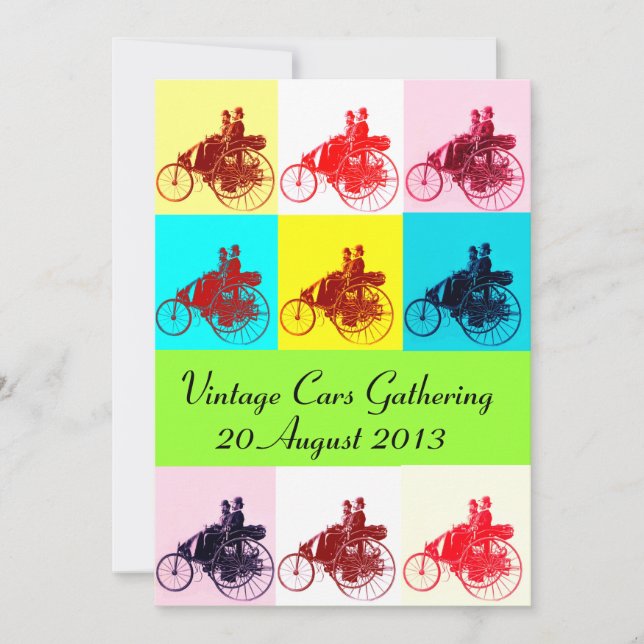 ViNTAGE CARS GATHERING POP ART Invitation (Front)