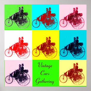 ViNTAGE CARS GATHERING POP ART Poster