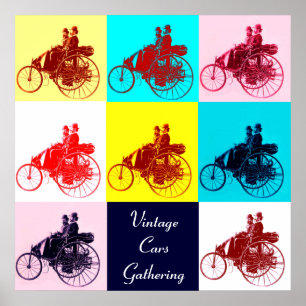 ViNTAGE CARS GATHERING POP ART Poster