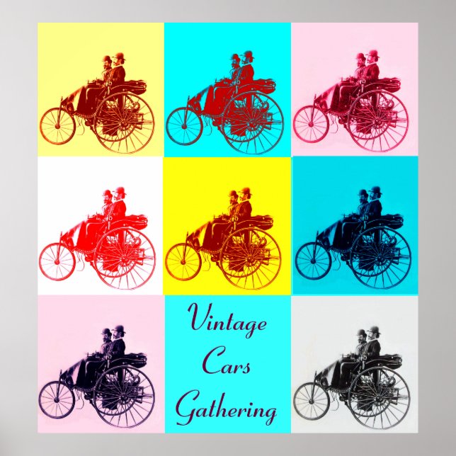 ViNTAGE CARS GATHERING POP ART Poster (Front)