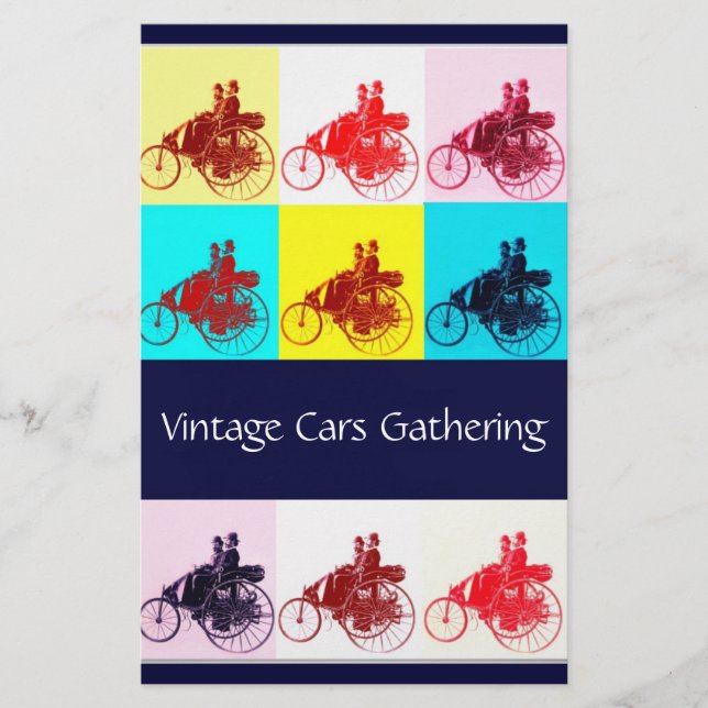 ViNTAGE CARS GATHERING POP ART Stationery (Front)