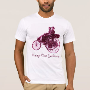 Vintage Cars Gathering , purple white T-Shirt