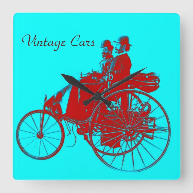Vintage Cars Gathering Square Wall Clock (Front)