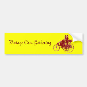 Vintage Cars Gathering , yellow brown Bumper Sticker