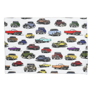 Vintage Cars Illustrations Random Pattern Pillowcase