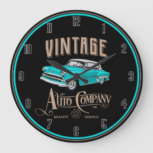 Vintage Cars Large Clock