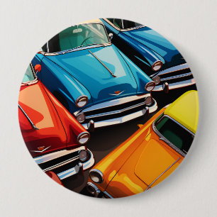 Vintage Cars Pattern 10 Cm Round Badge