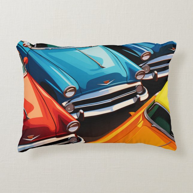 Vintage Cars Pattern Decorative Cushion (Front)
