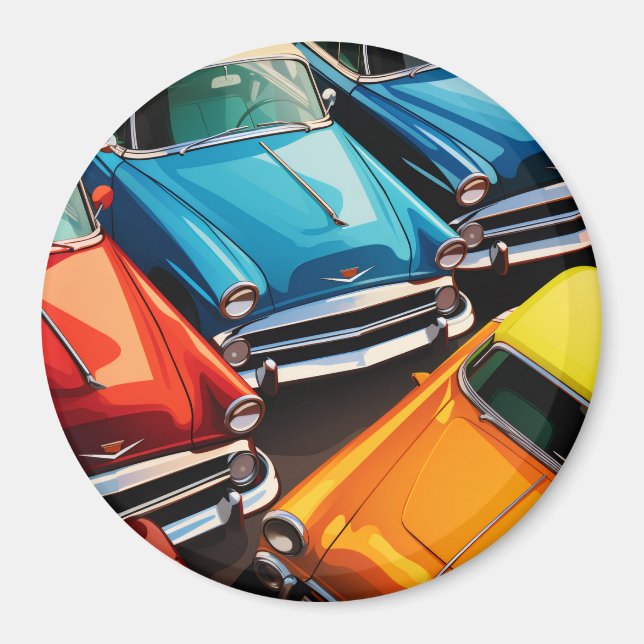 Vintage Cars Pattern Magnet (Front)