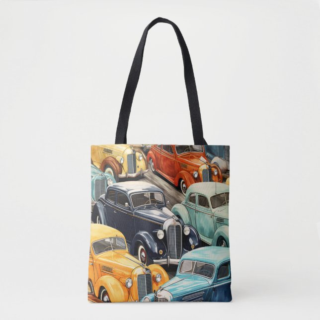 Vintage Cars Pattern Tote Bag (Front)