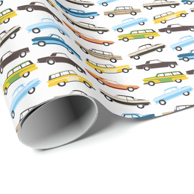 Vintage Cars Wrapping Paper (Roll Corner)
