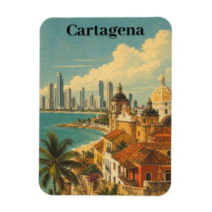 Vintage Cartagena Colombia Caribbean Travel Magnet