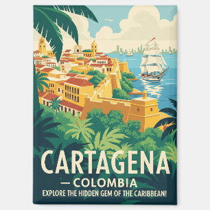 Vintage Cartagena Colombia Travel Magnet