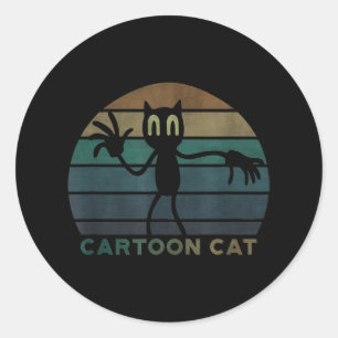 Vintage Cartoon Cat Creepypasta Cool Cat Lover Classic Round Sticker