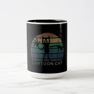 Vintage Cartoon Cat Creepypasta | Cool Cat Lover Two-Tone Coffee Mug