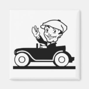 Vintage cartoon classic car comics black white magnet