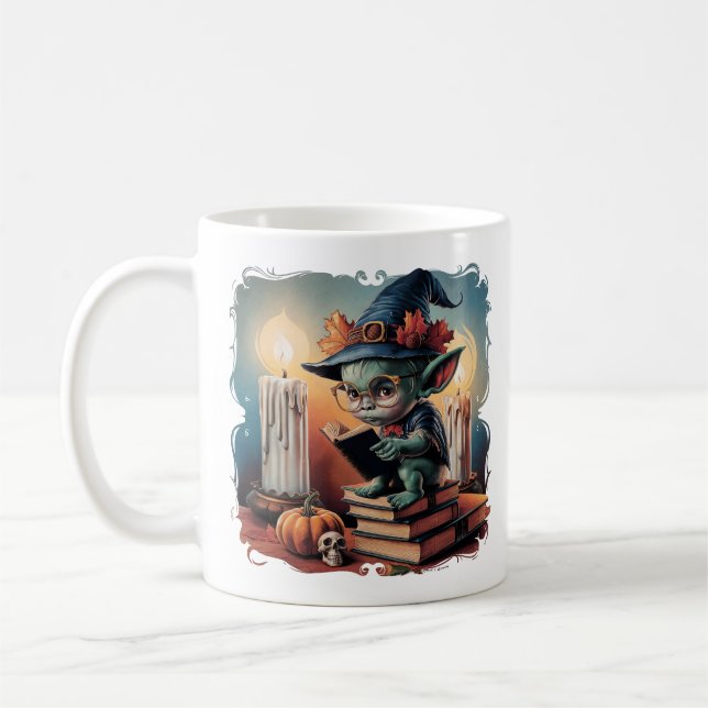 Vintage Cartoon Goblin Gothic, Halloween Vibes  Coffee Mug (Left)
