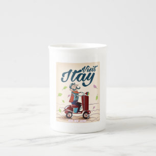 Vintage cartoon Italy travel post card. Bone China Mug