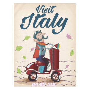 Vintage cartoon Italy travel post card. Tablecloth