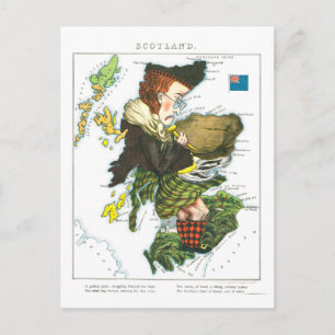 Vintage Cartoon Map of Scotland Postcard