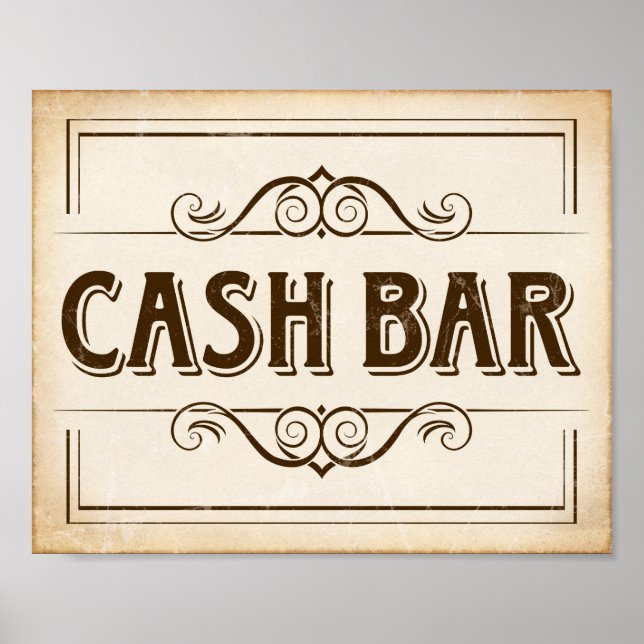 Vintage CASH BAR Sign Print (Front)