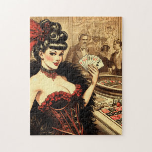 Vintage Casino Girl Jigsaw Puzzle