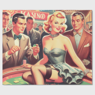 Vintage Casino Illustration Wrapping Paper