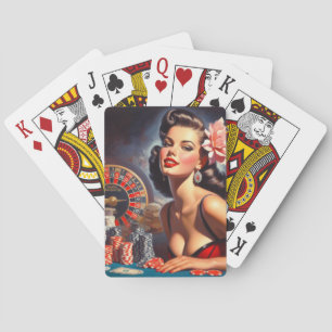 Vintage Casino Pin-Up Illustration Playing Cards