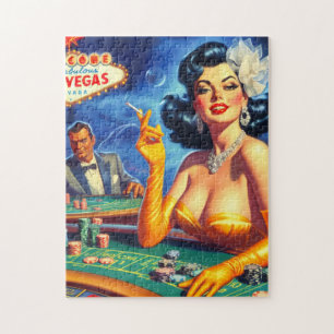 Vintage Casino Woman Jigsaw Puzzle