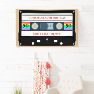 Vintage cassette birthday  banner