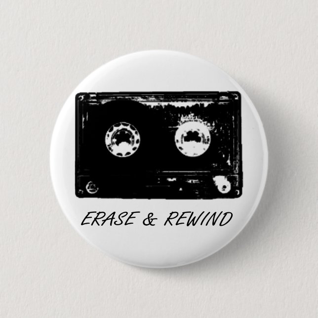 Vintage cassette design! 6 cm round badge (Front)