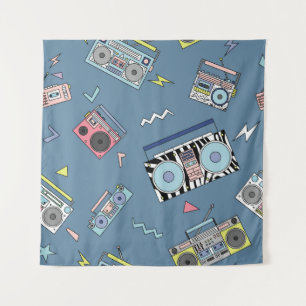 Vintage Cassette Players: Retro Seamless Art Tapestry