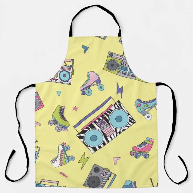 Vintage cassette, roller skates: retro apron (Front)