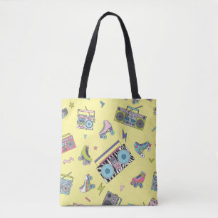 Vintage cassette, roller skates: retro tote bag