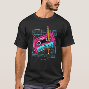 Vintage Cassette Tape Pencil 70s 80s 90s Music Mix T-Shirt