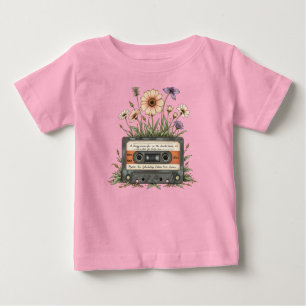Vintage Cassette Tape Wildflowers Cottagecore  Baby T-Shirt