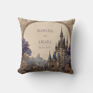 Vintage Castle Blue Spire Purple Forest Arc Cushion