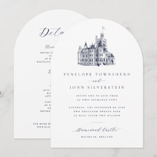 Vintage Castle Double Sided Arch Wedding Invitation