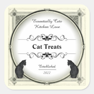 Vintage Cat (1901), Jar, Spice, Herb, Food Label