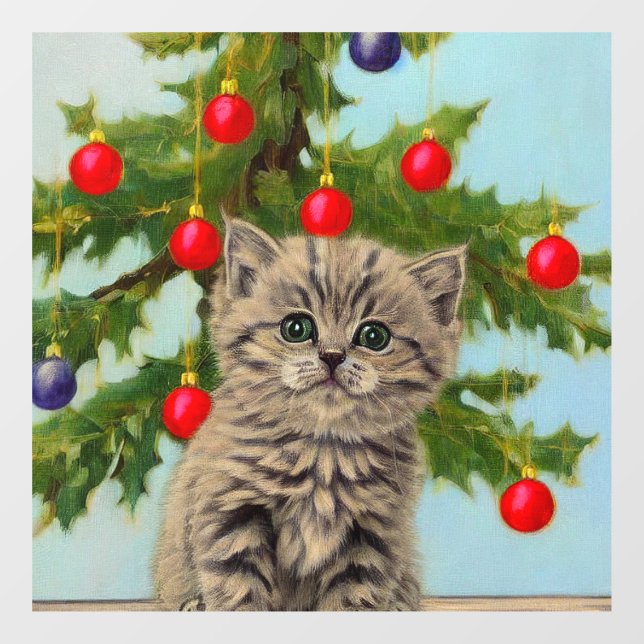 Vintage Cat and Christmas Tree (Sheet)