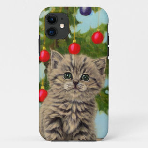 Vintage Cat and Christmas Tree iPhone 11 Case