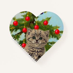 Vintage Cat and Christmas Tree Notebook