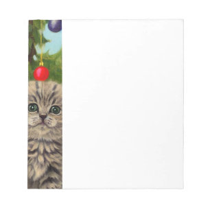 Vintage Cat and Christmas Tree Notepad