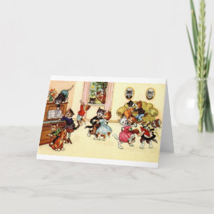 Vintage Cat And Kitten Party Celebration Note Card
