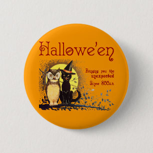 Vintage Cat and Owl Button