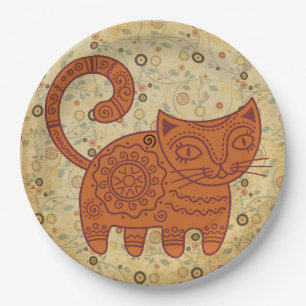 Vintage Cat, Antique Design Art, Antique Cat, Paper Plate