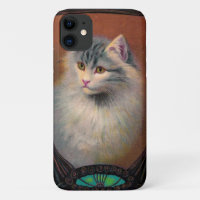 Vintage cat art nouveau elegant pet portrait