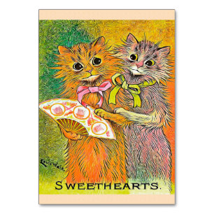 Vintage Cat Art Picture  Cute Cat Design Table Number