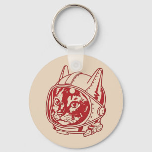 Vintage cat astronaut key ring